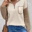 Perfee Contrast Half Zip Long Sleeve Sweatshirt - Korvel