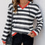 Sudadera con capucha de manga larga a rayas contrastantes Perfee