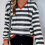 Sudadera con capucha de manga larga a rayas contrastantes Perfee