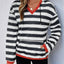 Sudadera con capucha de manga larga a rayas contrastantes Perfee