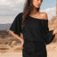 Perfee Drawstring One Shoulder Three-Quarter Sleeve Mini Dress - Korvel