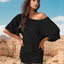 Perfee Drawstring One Shoulder Three-Quarter Sleeve Mini Dress - Korvel