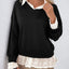 Perfee Faux Layered Contrast Long Sleeve Sweatshirt - Korvel