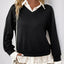 Perfee Faux Layered Contrast Long Sleeve Sweatshirt - Korvel