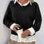 Perfee Faux Layered Contrast Long Sleeve Sweatshirt - Korvel