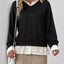 Perfee Faux Layered Contrast Long Sleeve Sweatshirt - Korvel