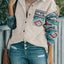 Perfee Pocketed Geometric Collared Neck Shacket - Korvel