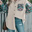 Perfee Pocketed Geometric Collared Neck Shacket - Korvel
