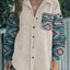 Perfee Pocketed Geometric Collared Neck Shacket - Korvel