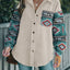 Perfee Pocketed Geometric Collared Neck Shacket - Korvel