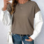Sudadera Perfee de Cuello Redondo con Mangas Rayadas