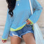 Sweatshirt à col rond rayé Perfee à manches longues