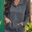Perfee Textured Quarter Snap Long Sleeve Sweatshirt - Korvel