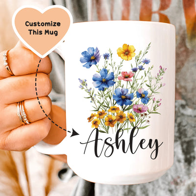 Taza Floral Personalizada con Nombre