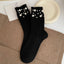 Personalized Korean style fashionable rivet bead pile socks autumn and winter thick warm rabbit wool mid tube socks for children - Korvel