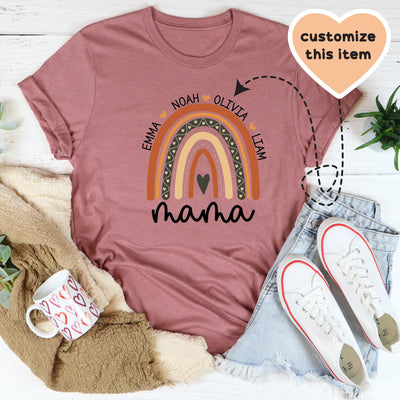 T-shirt personnalisé Mama Boho Rainbow