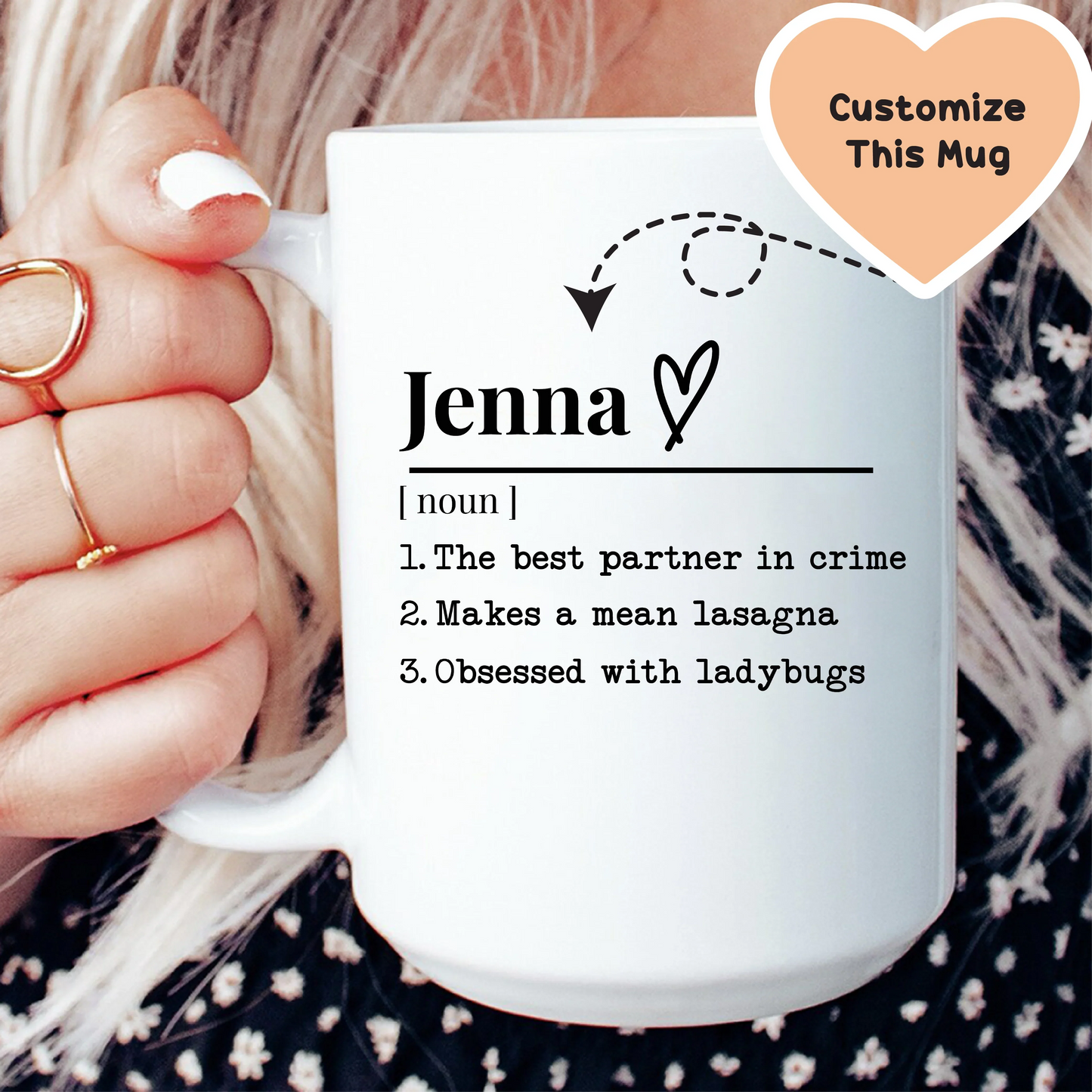 Taza personalizada con definición de nombre