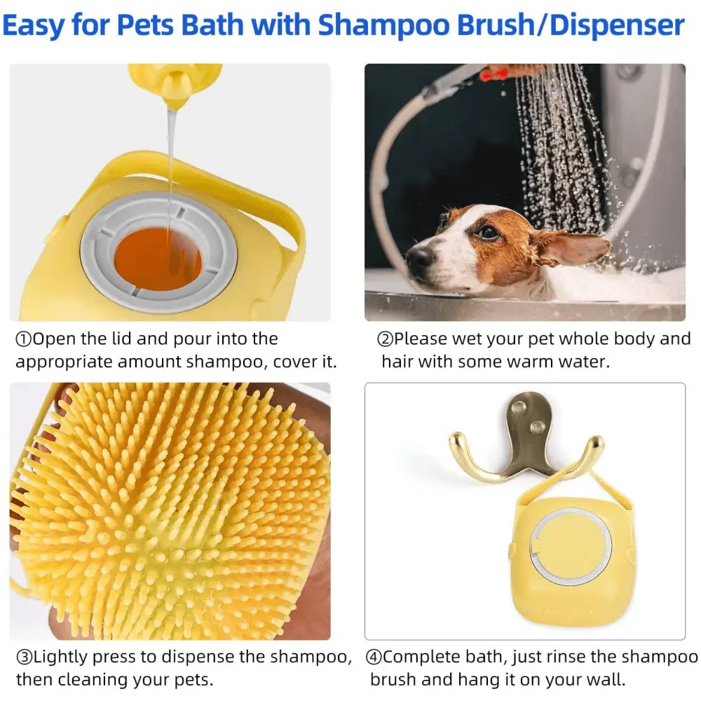 Premium Silicone Pet Bath Brush for Dogs and Cats