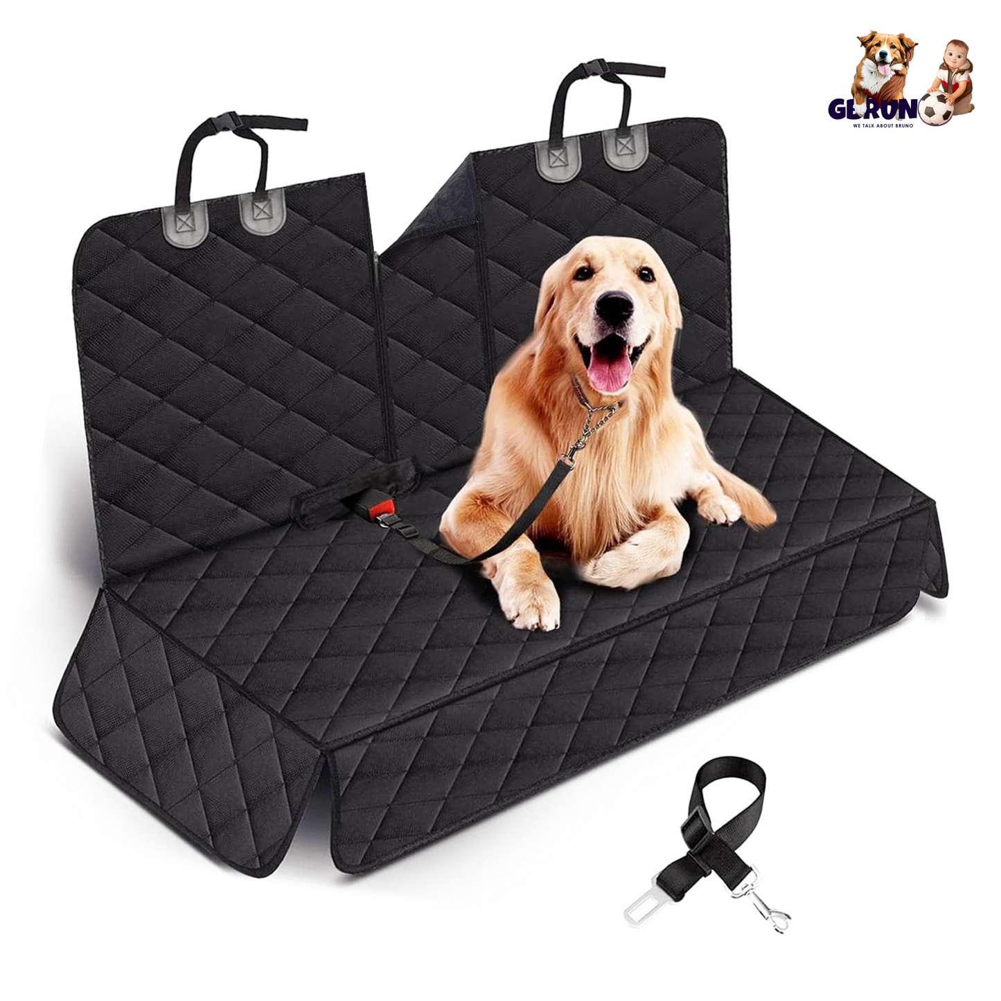 Funda de Asiento para Perros Impermeable con Cinturón de Seguridad