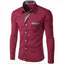 European and American Men's Long Sleeve Color Block Shirt