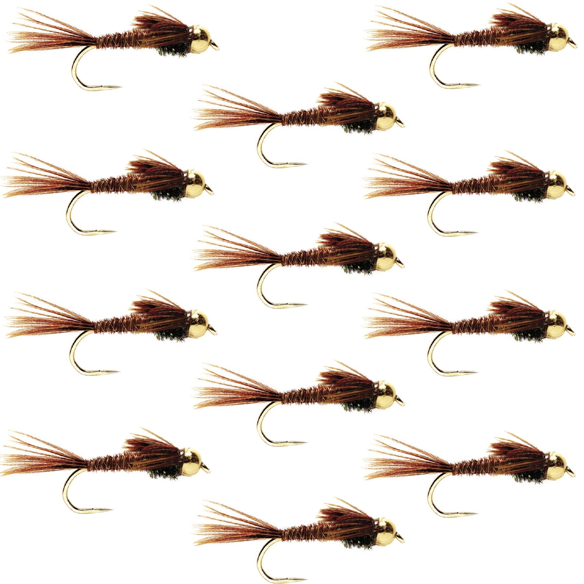Premium Barbless Bead Head Pheasant Tail Nymph Flies - 12 Pack, Size 12 - Korvel