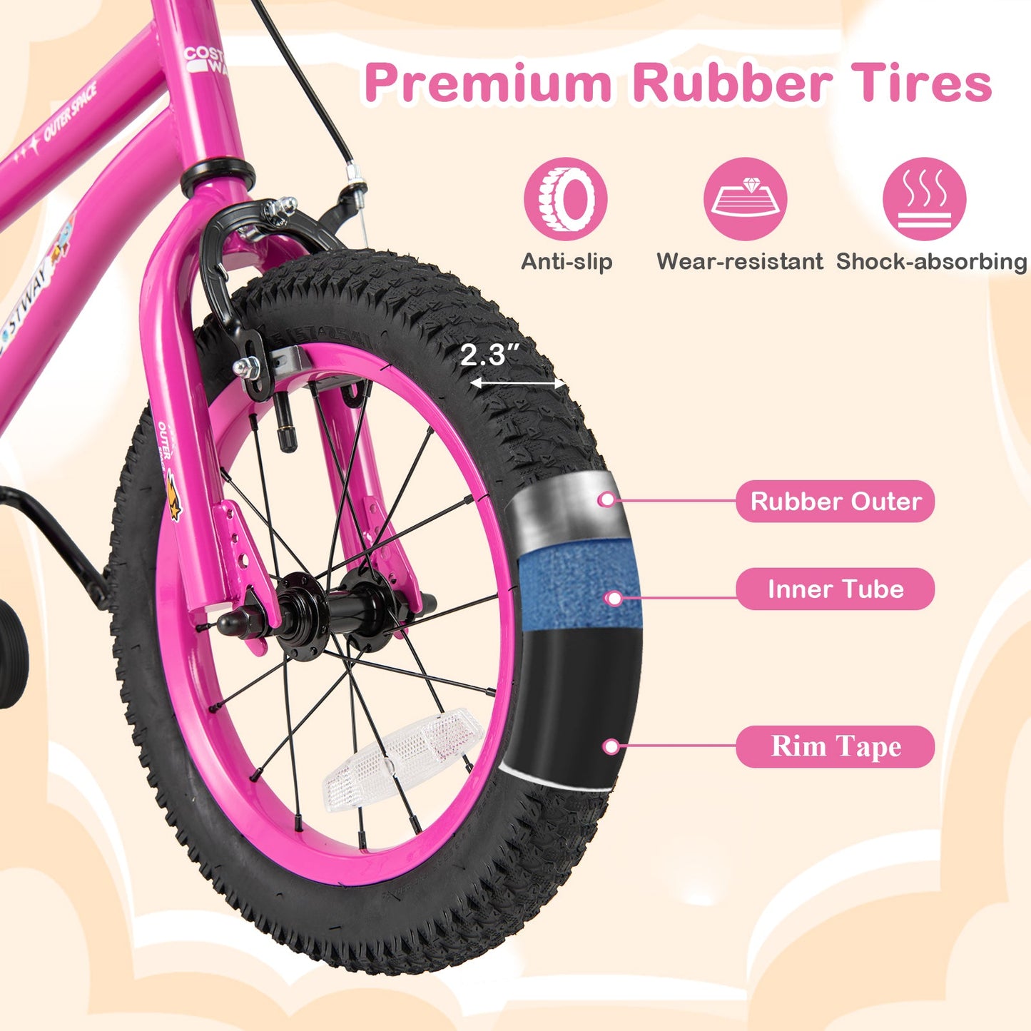 Bicicleta Ajustable para Niños de 14 Pulgadas con Ruedas de Entrenamiento Removibles
