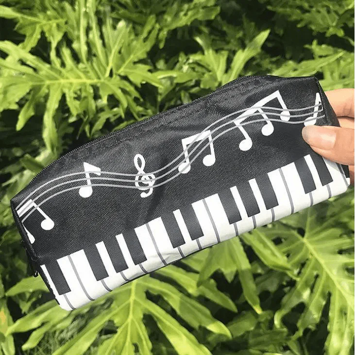 Piano Music Notes Keyboard Pencil Case - Large Capacity & Stylish