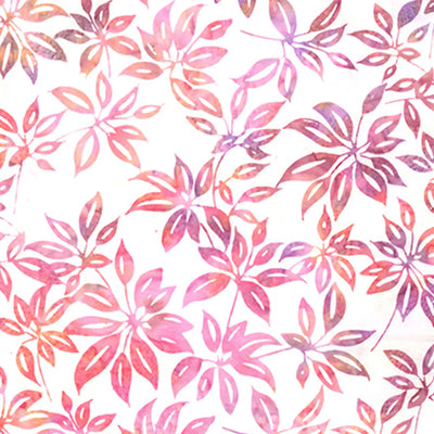 Tela de Algodón con Hojas Batik de Bali Creamsicle - 44"/45" por Yarda