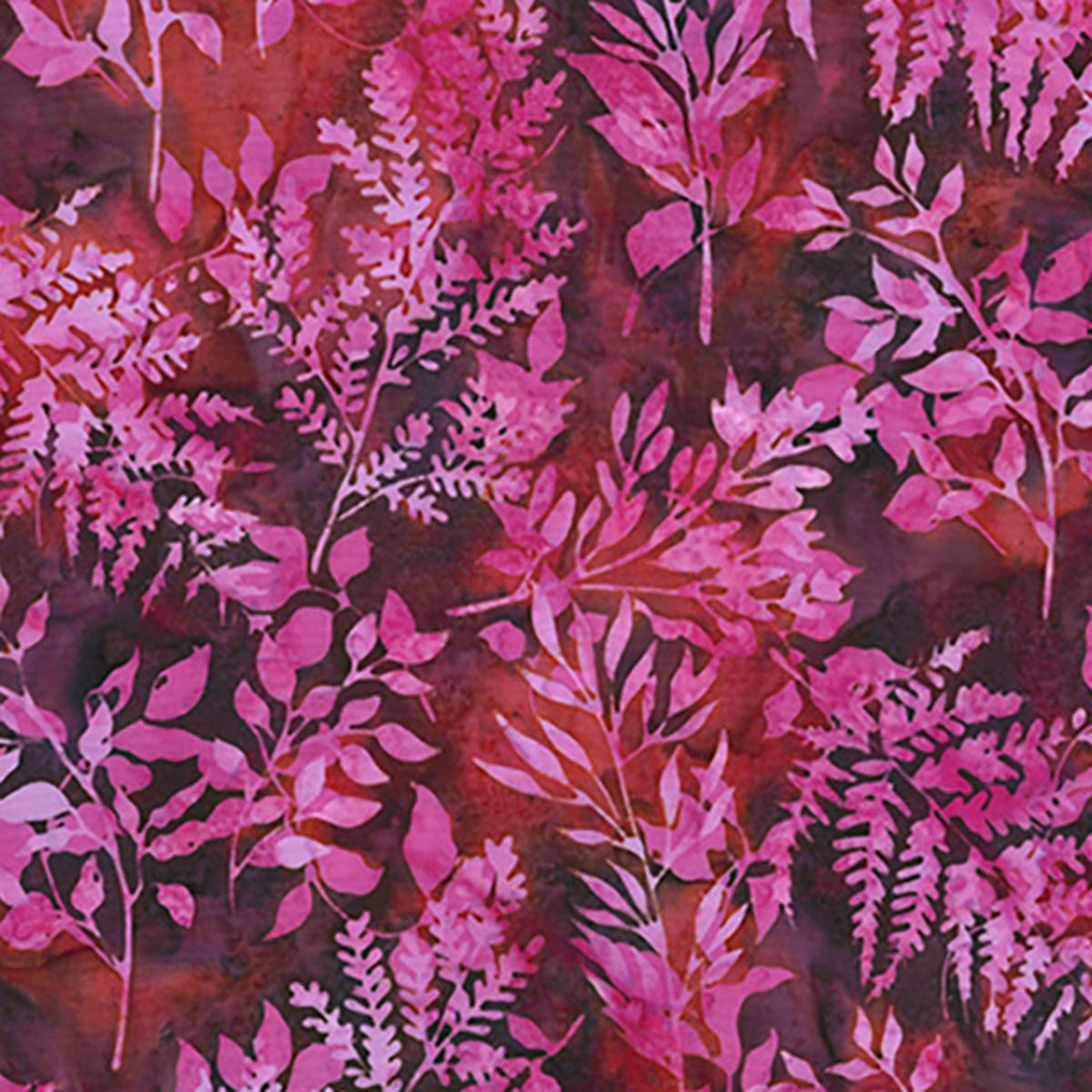 Pink Bali Batik Leafy Branches Cotton Fabric - 44"/45" Per Yard