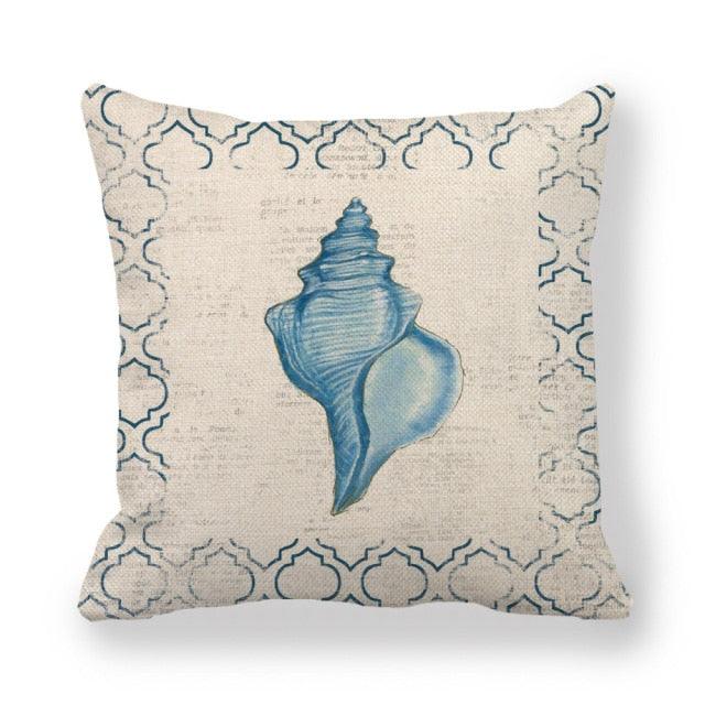 Funda de Cojín de Vida Marina Premium - Decoración de Lino Suave
