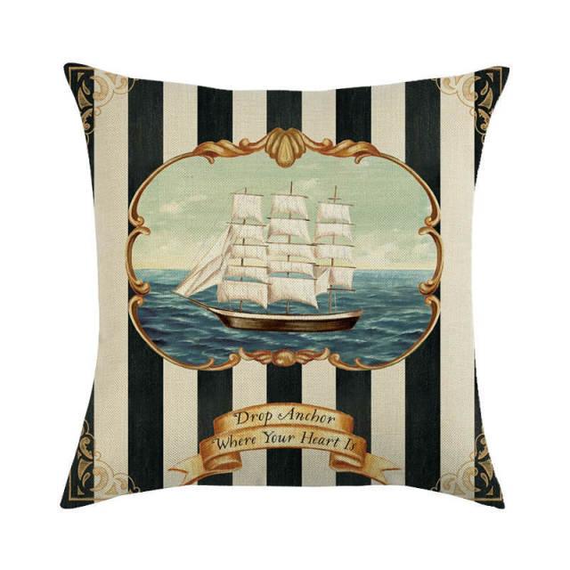 Funda de Cojín de Vida Marina Premium - Decoración de Lino Suave