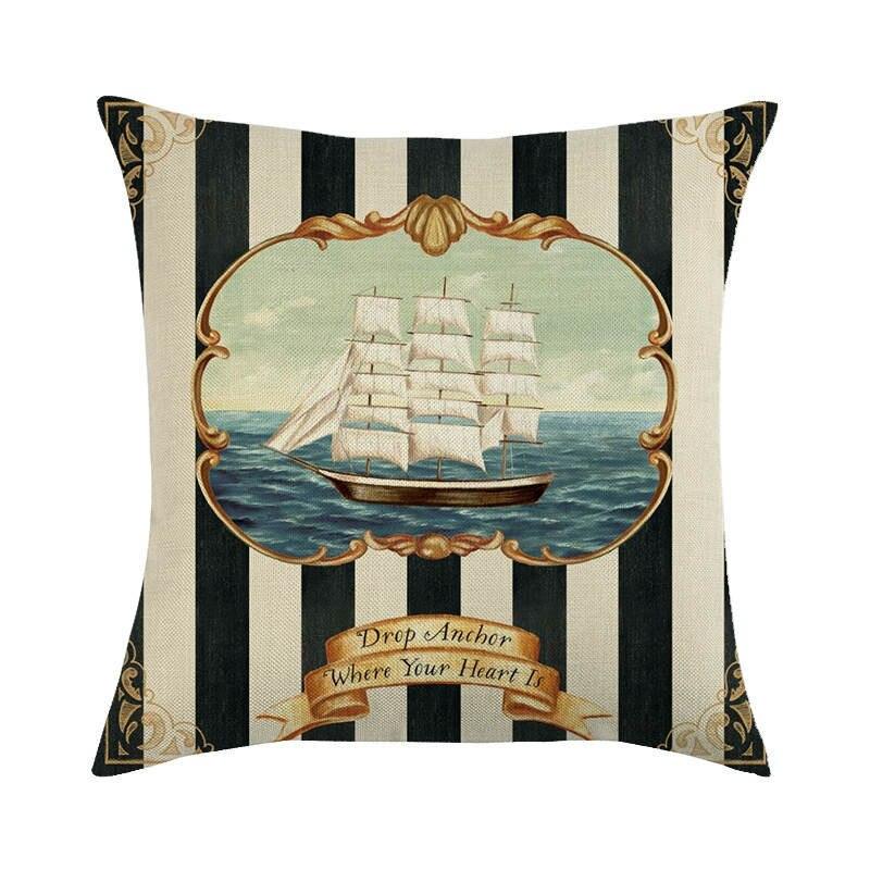 Funda de Cojín de Vida Marina Premium - Decoración de Lino Suave