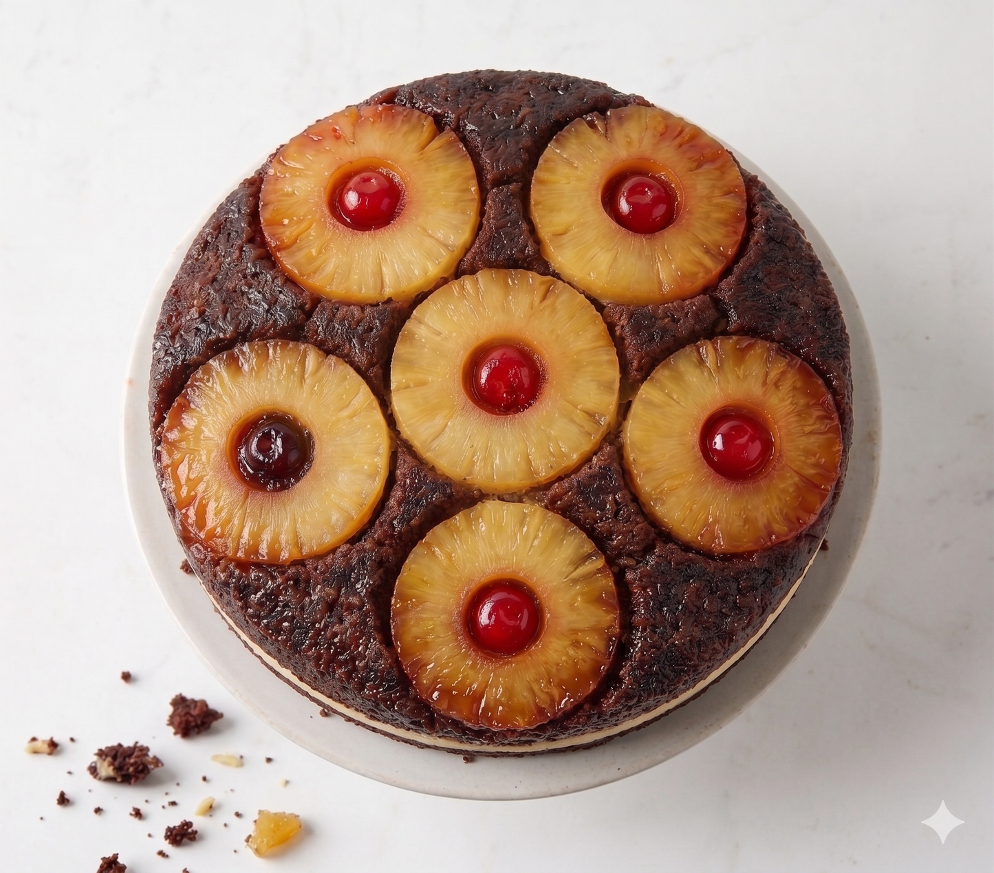 Gâteau à l'ananas à l'envers sans sucre Andy Anand 9" - Fraîchement cuit