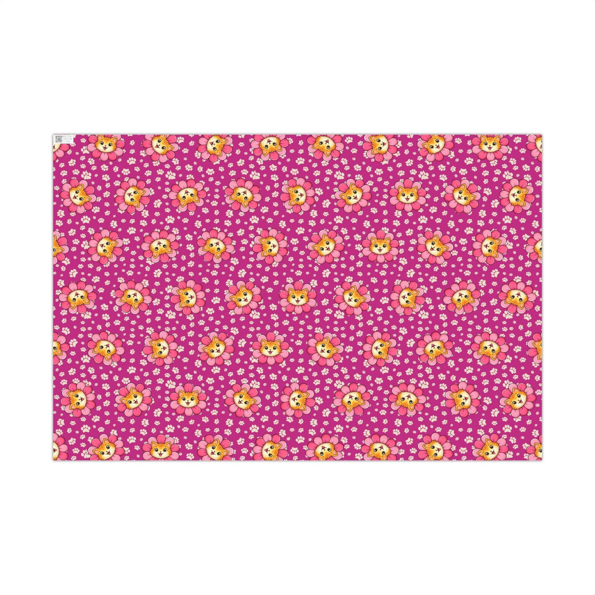 Emballage Cadeau Chat Rose Fleurie | Papier Cadeau Adorable pour Amateurs de Chats