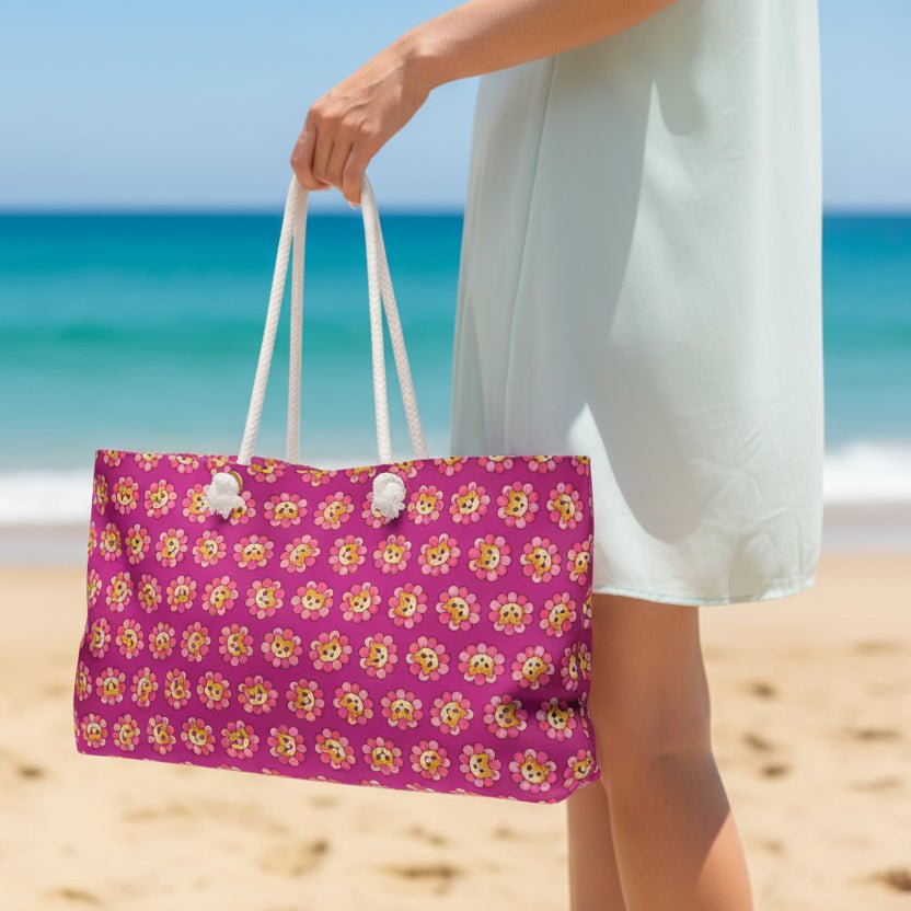 Pink Cat Blossom Weekender Bag | Playful Travel Tote