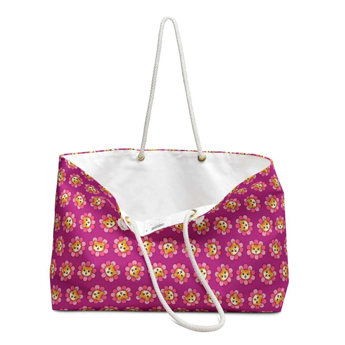 Pink Cat Blossom Weekender Bag | Playful Travel Tote