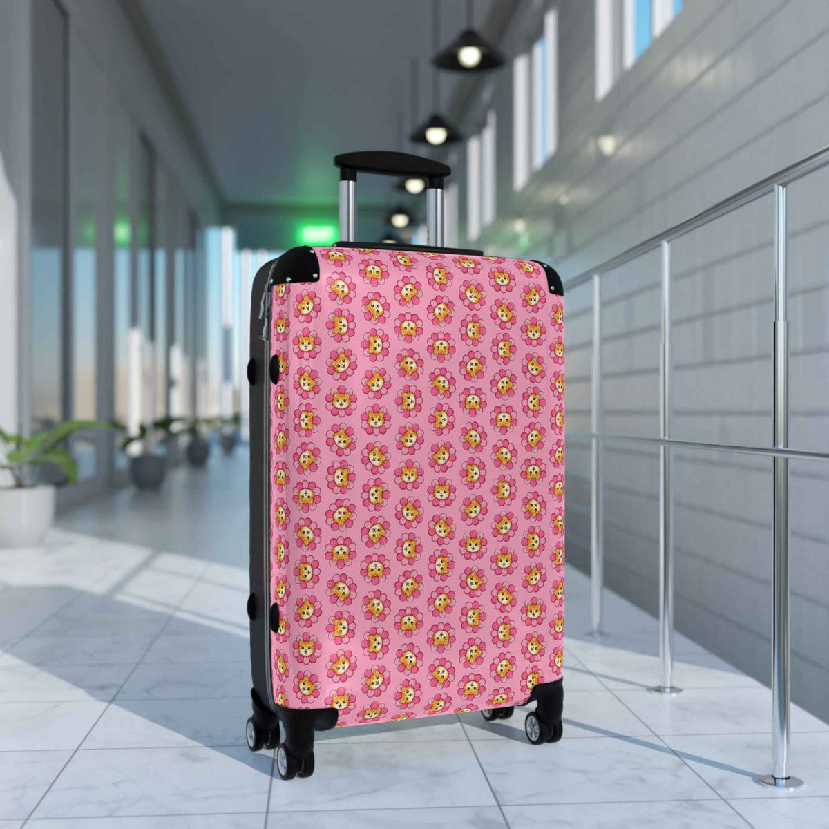 Maleta de Flores de Gato Rosa | Equipaje de Viaje Cute Chaos