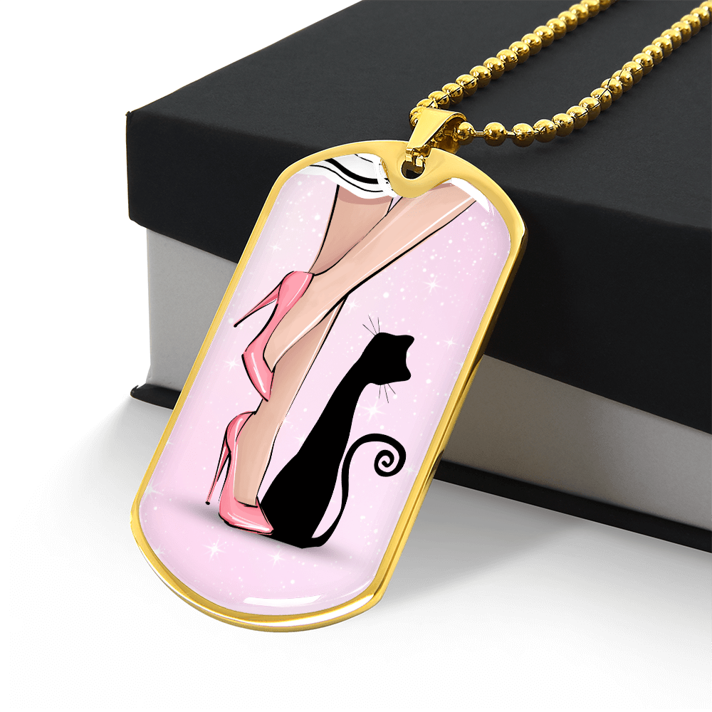 Collier en étiquette de chien Pink Cat Lady