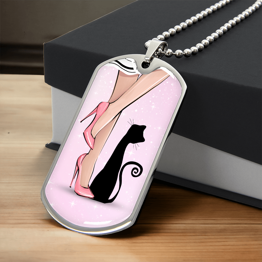 Collier en étiquette de chien Pink Cat Lady