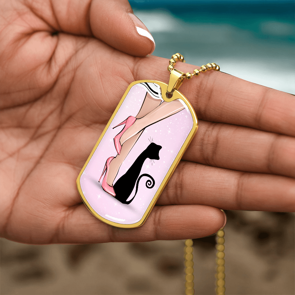 Collier en étiquette de chien Pink Cat Lady
