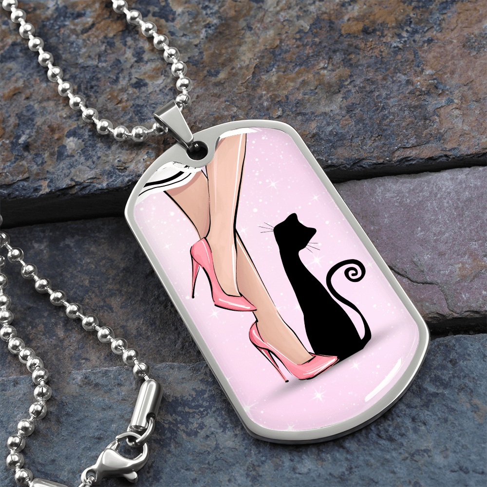Collier en étiquette de chien Pink Cat Lady