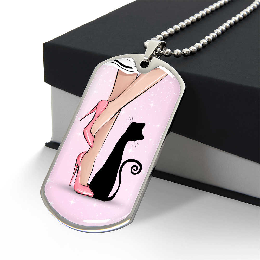 Collier en étiquette de chien Pink Cat Lady