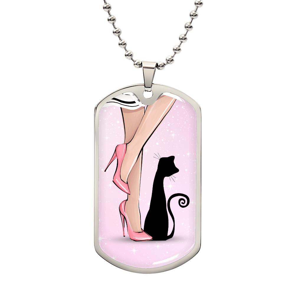 Collier en étiquette de chien Pink Cat Lady