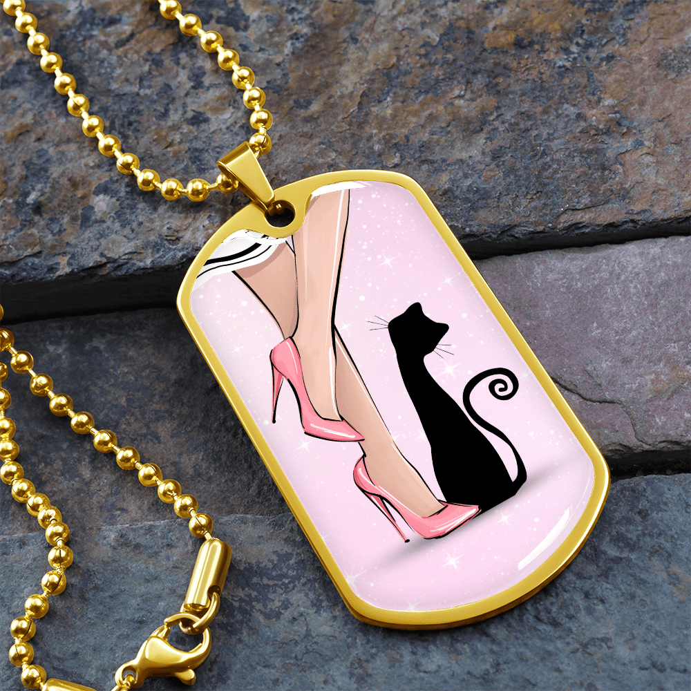Collier en étiquette de chien Pink Cat Lady