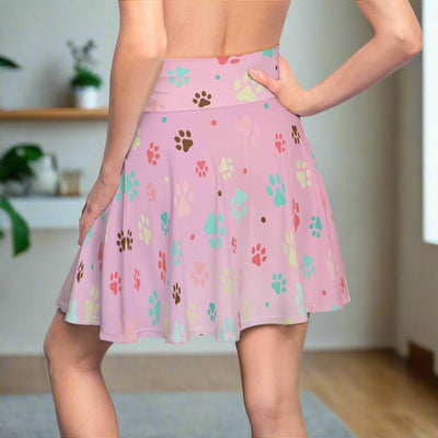 Pink Pet Paw Print Skater Skirt - Fun for Animal Lovers