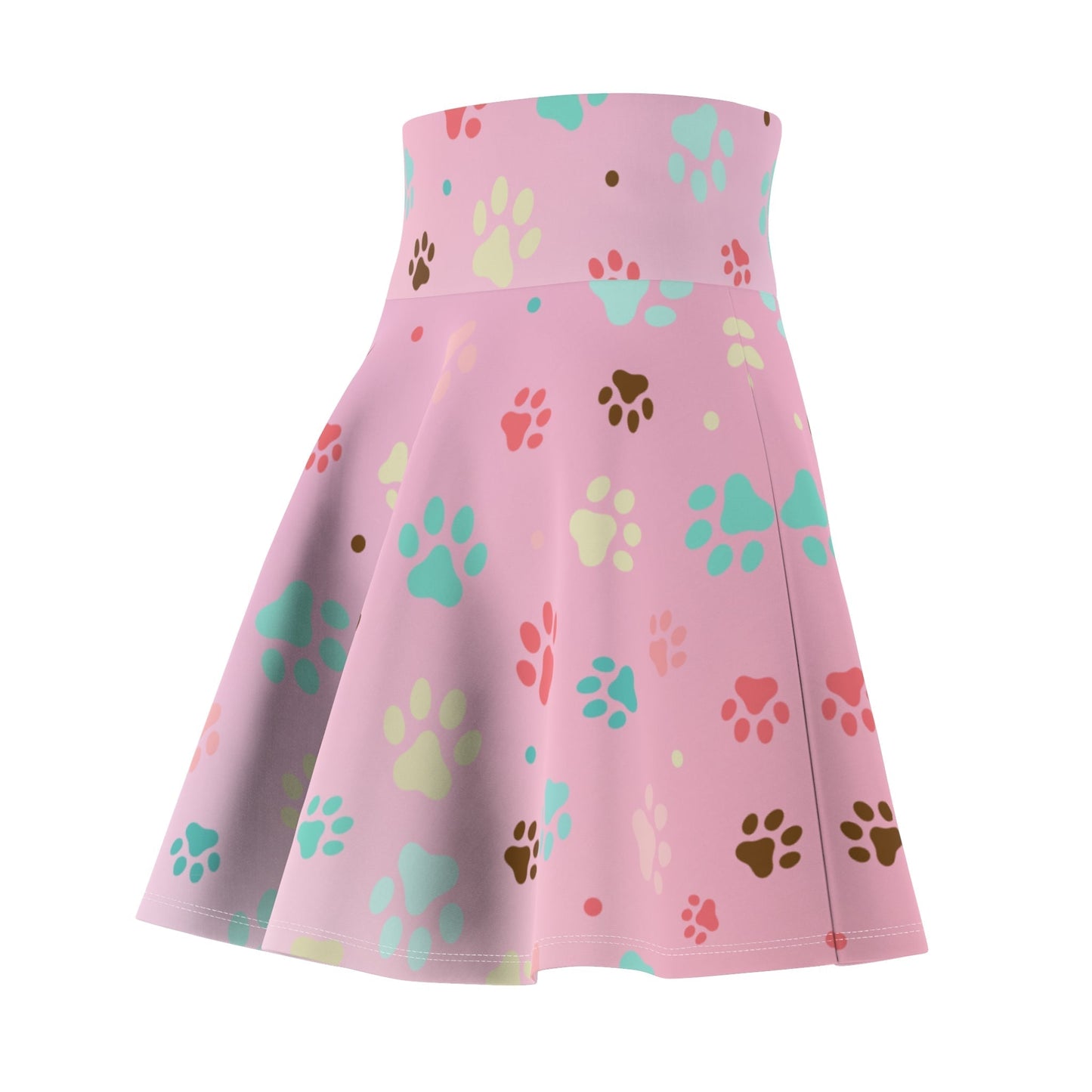 Falda Skater con Huellas de Patas de Mascota Rosa - Divertida para Amantes de los Animales