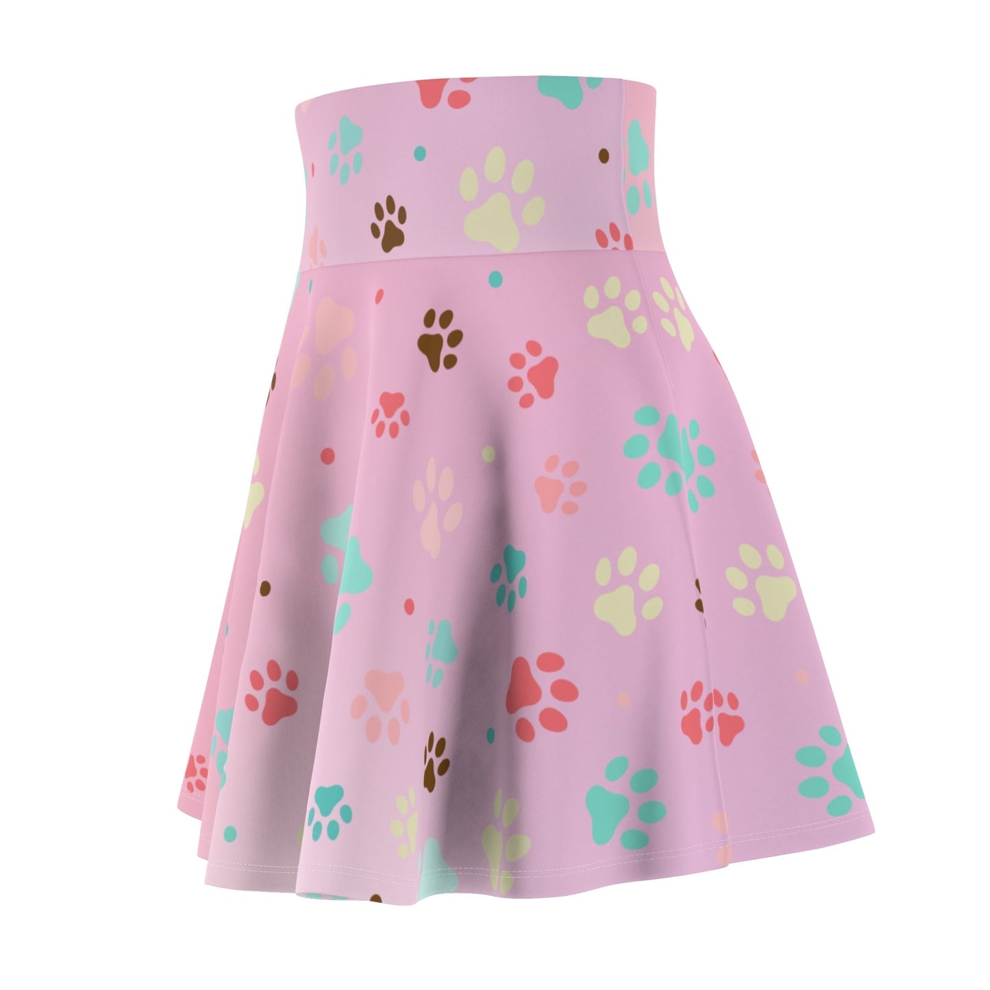 Falda Skater con Huellas de Patas de Mascota Rosa - Divertida para Amantes de los Animales