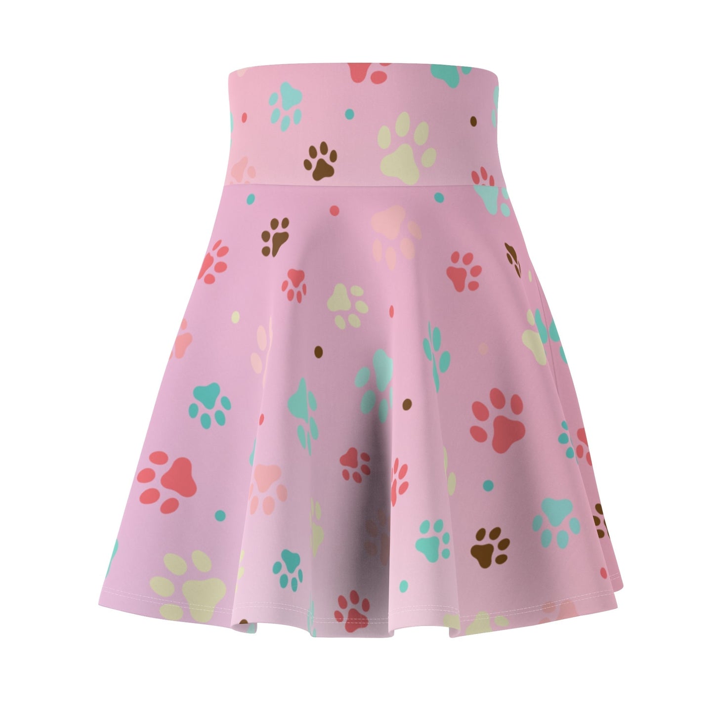 Falda Skater con Huellas de Patas de Mascota Rosa - Divertida para Amantes de los Animales