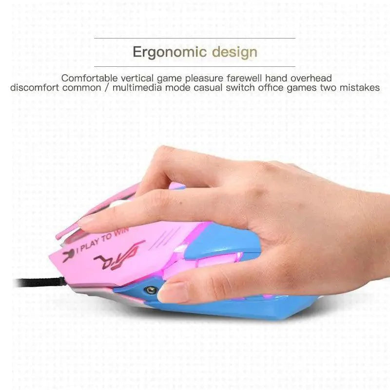 Pink Wired Gaming Mouse with 6 Buttons and 3200 DPI