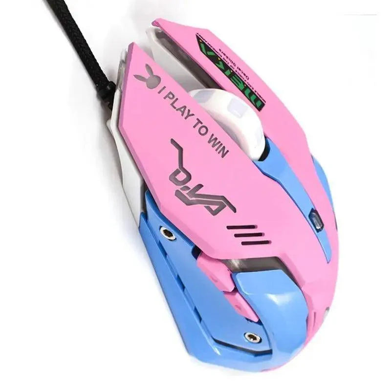 Pink Wired Gaming Mouse with 6 Buttons and 3200 DPI